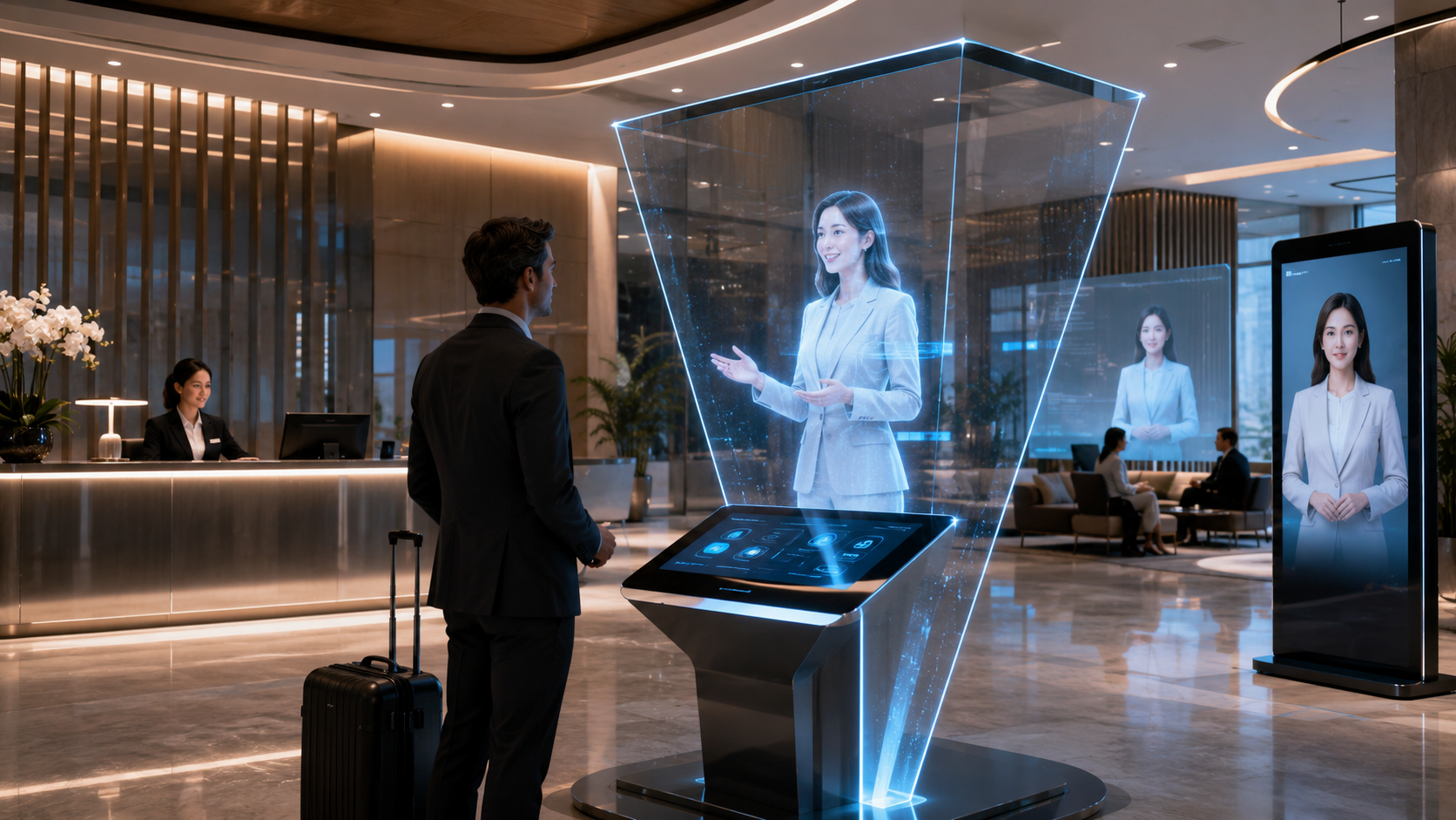 Aila Holo Prism em tamanho humano em recepção premium