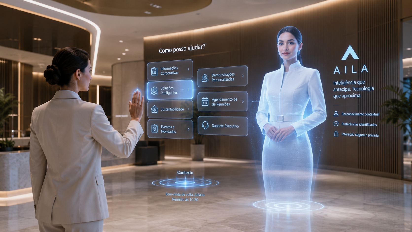 Interação touchless avançada com uso de gestos em ambiente premium